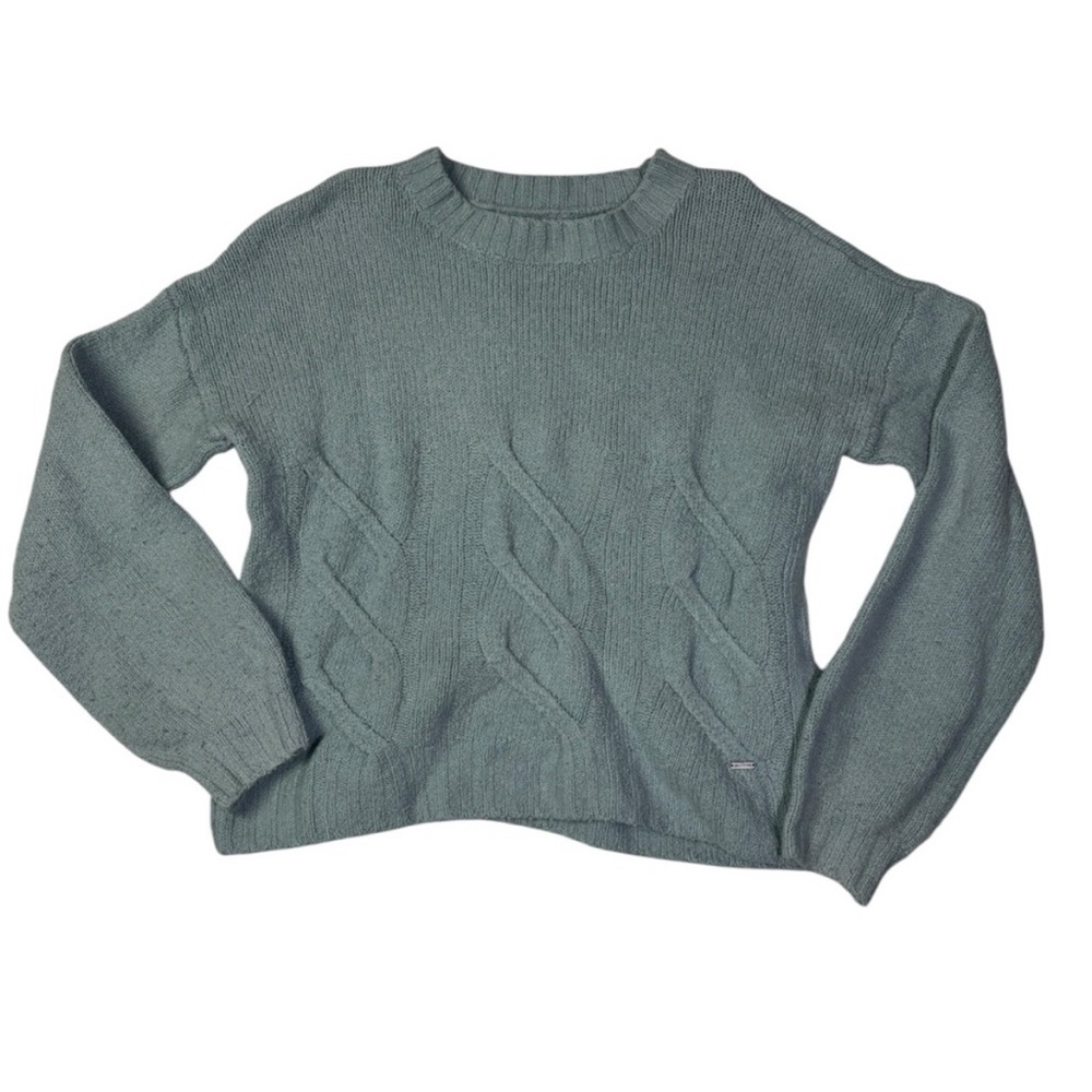 Hollister Teal Cable Knit Sweater